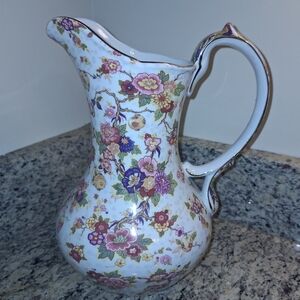 Vintage Baum Bros Pitcher~Formalities~Floral Chintz~Vase~Fine China~10 In